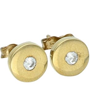 Złote kolczyki na sztyft 333 z cyrkonią – okrągłe blaszki damskie.jpg